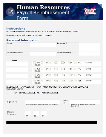 KBE Payroll Reimbursement Form file cover