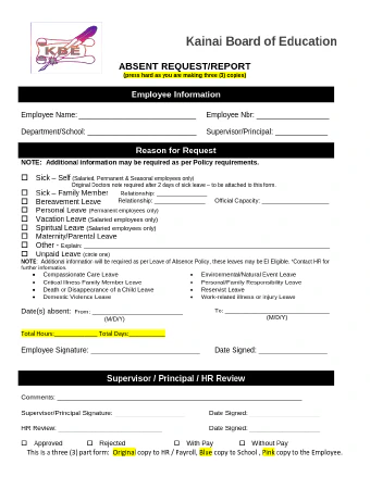 Absent Request Form file cover