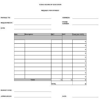 Request for Payment file cover